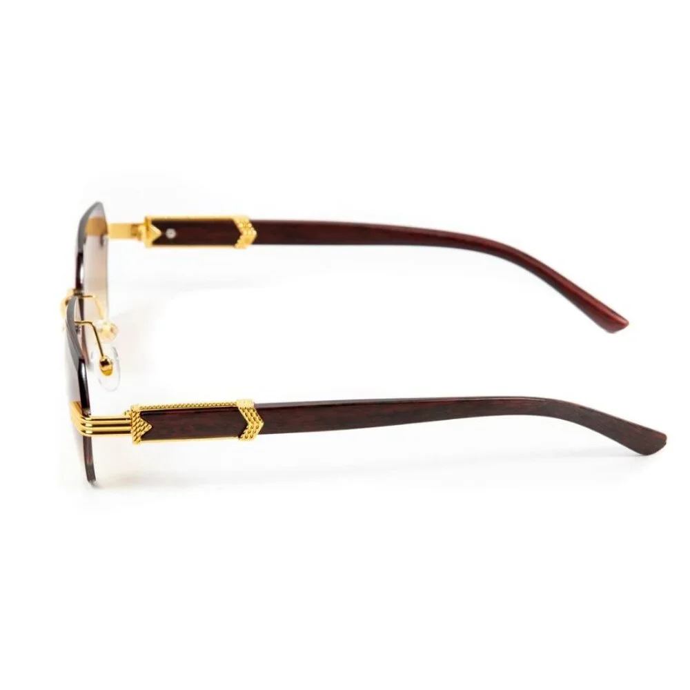 Men Sunglasses Brown Lens‎ Square Gold Frame Street Wear Light Weight Lentes New
